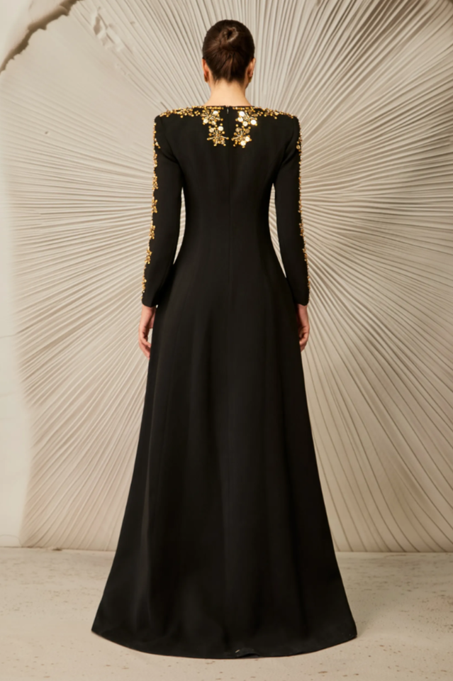 Aria Embellished Long Sleeve Maxi Dress