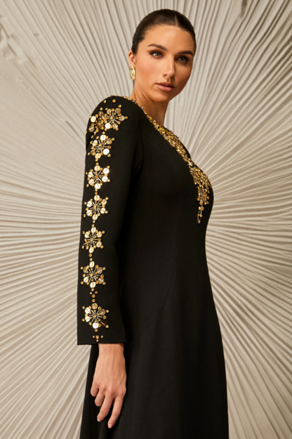 Aria Embellished Long Sleeve Maxi Dress