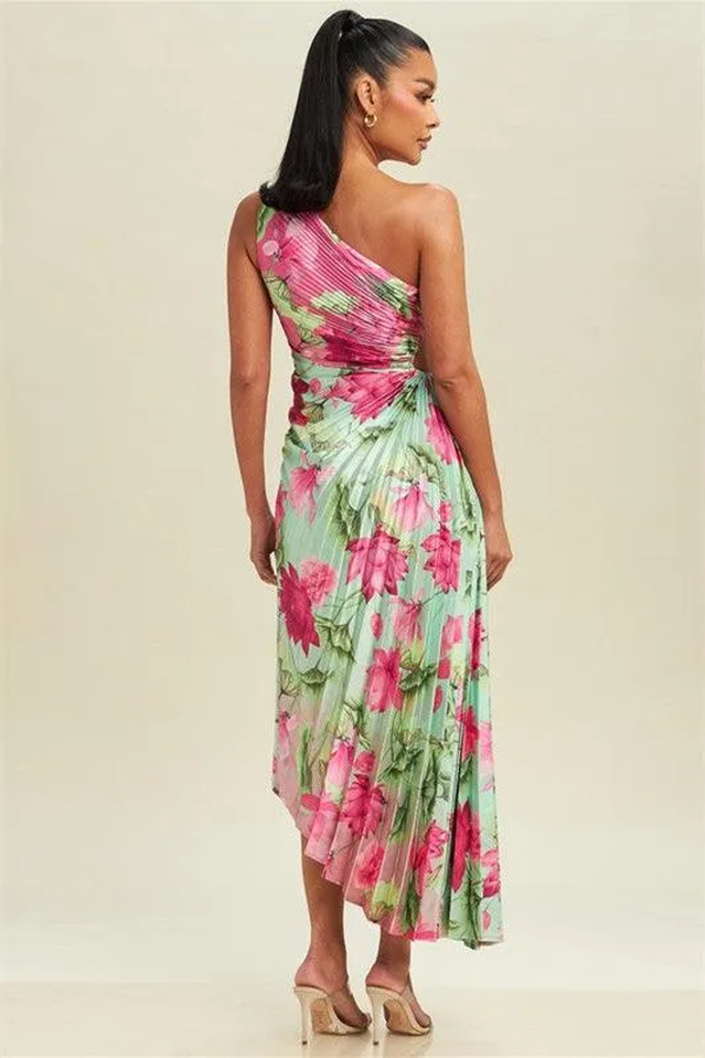 Amanda Pleated Cut-out Midi Dress