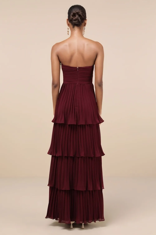 Anastasia Strapless Tiered Chiffon Maxi Dress