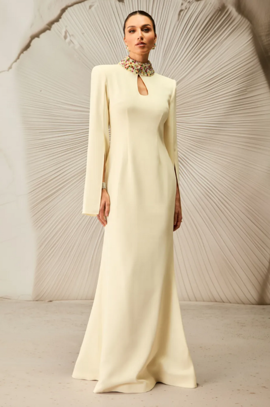 Laksha Cape Sleeve Cutout Maxi Dress