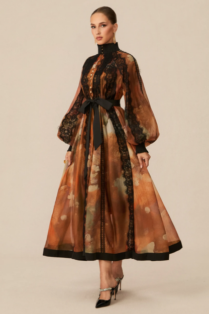 Alluring Glam Lace Panel Midi Dress