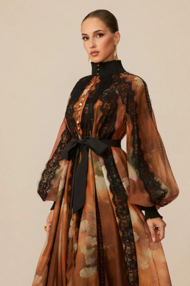 Alluring Glam Lace Panel Midi Dress