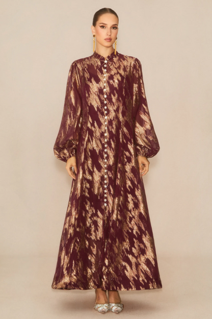 Aitana Metallic Print Maxi Dress