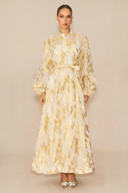 Aitana Metallic Print Maxi Dress