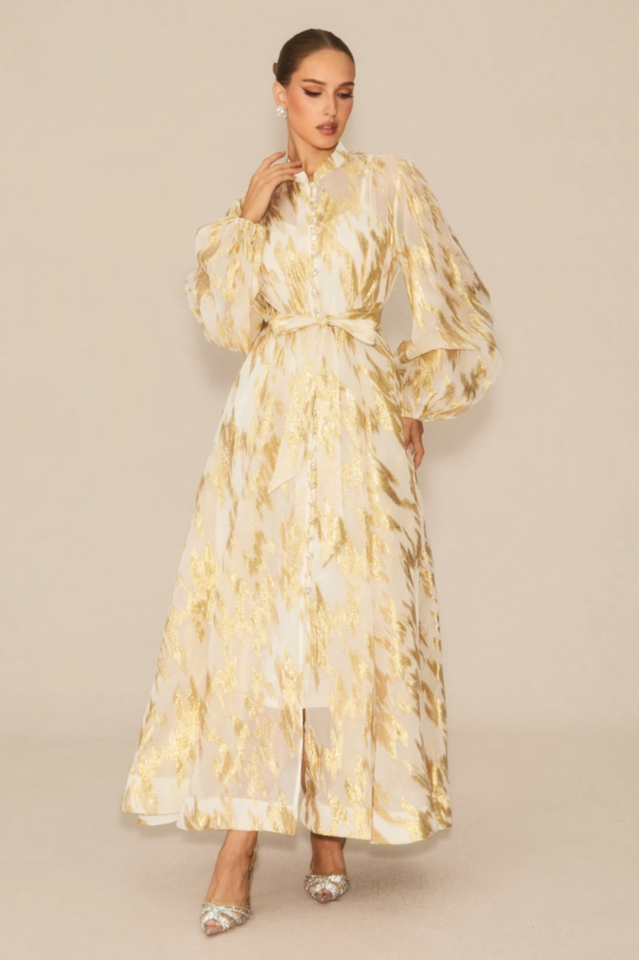 Aitana Metallic Print Maxi Dress