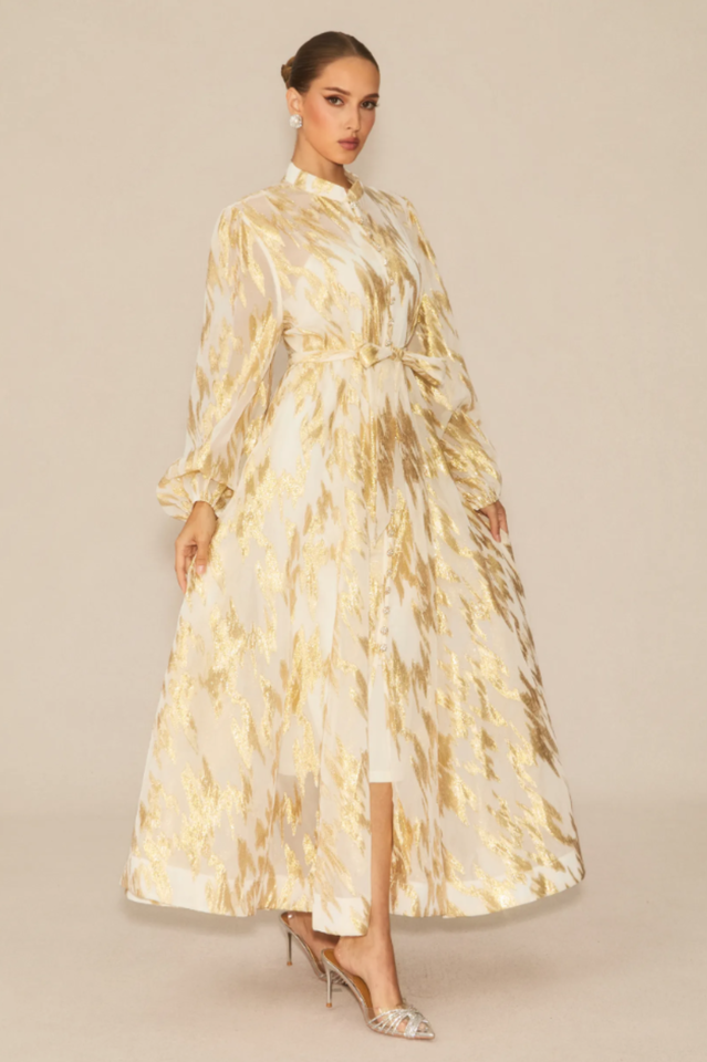 Aitana Metallic Print Maxi Dress