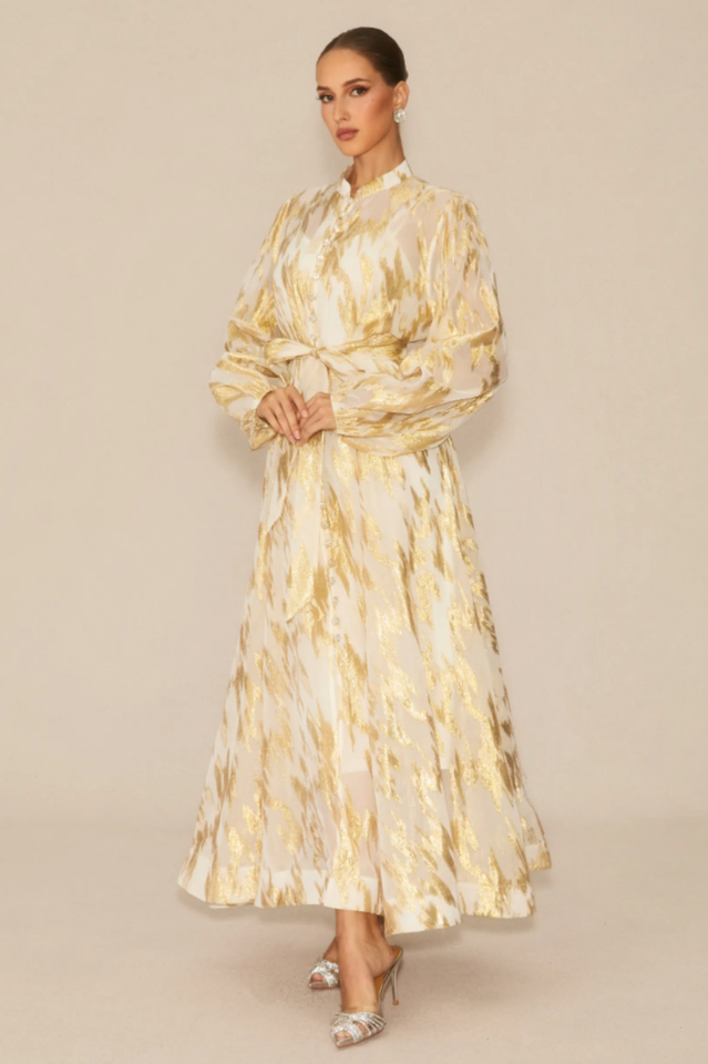 Aitana Metallic Print Maxi Dress