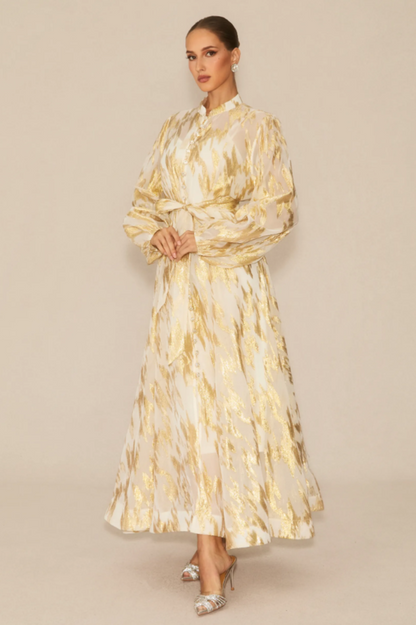 Aitana Metallic Print Maxi Dress