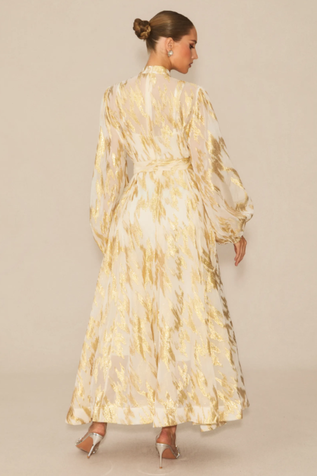 Aitana Metallic Print Maxi Dress