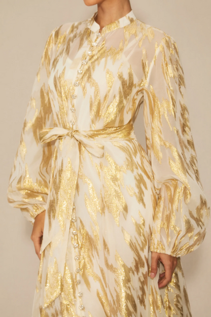 Aitana Metallic Print Maxi Dress