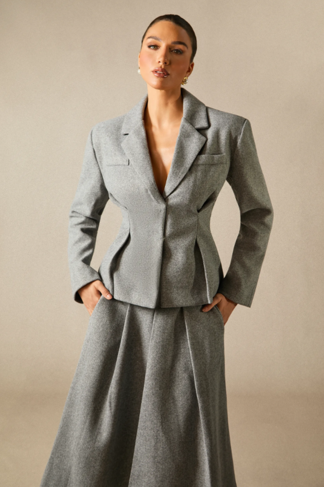 Georgia Lapel Blazer Midi Skirt Set