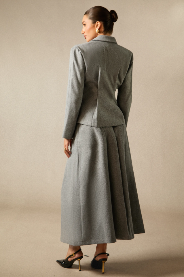 Georgia Lapel Blazer Midi Skirt Set