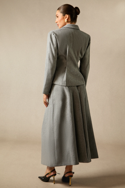 Georgia Lapel Blazer Midi Skirt Set