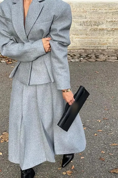 Georgia Lapel Blazer Midi Skirt Set