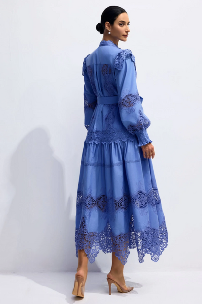 Alina Embroidered Lace Midi Dress