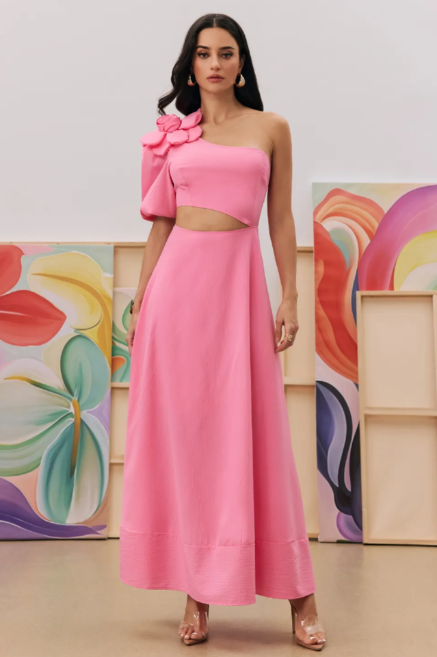 Lea Flower Cut Out Midi Dress