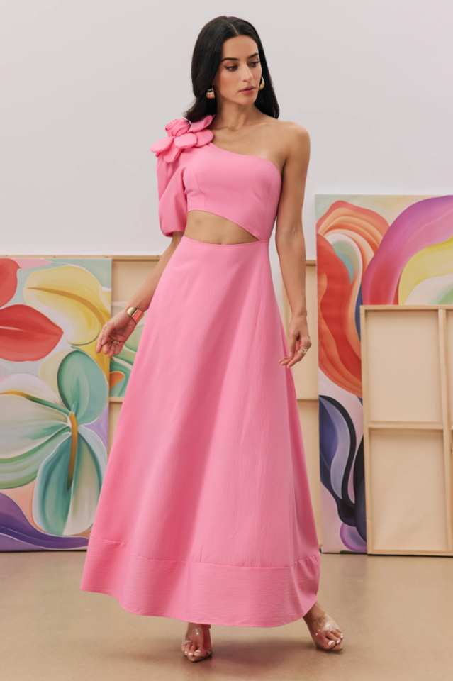 Lea Flower Cut Out Midi Dress