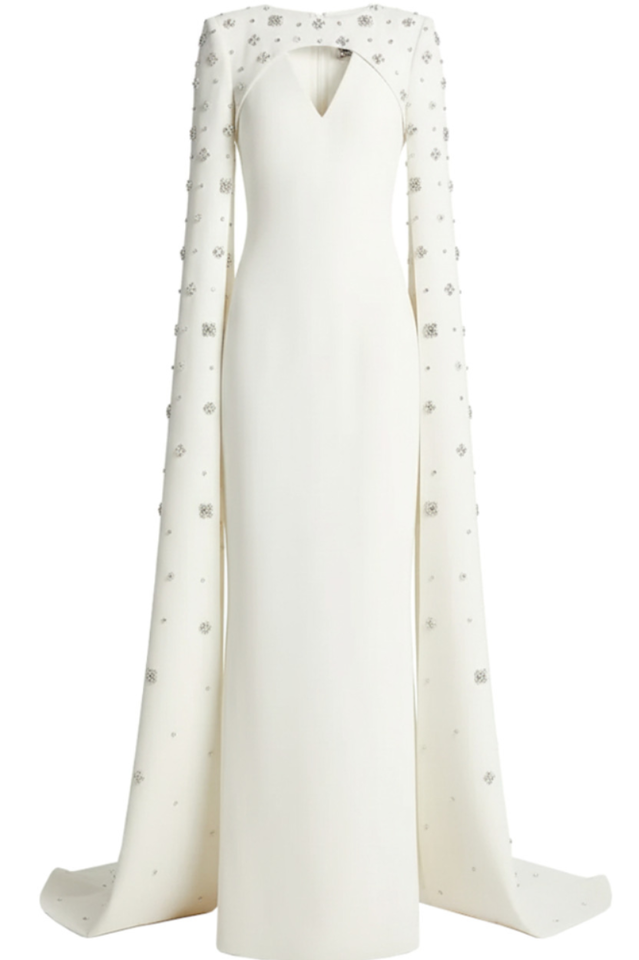 Crystal Cape Sleeve Maxi Dress