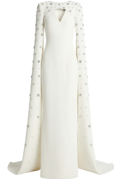 Crystal Cape Sleeve Maxi Dress