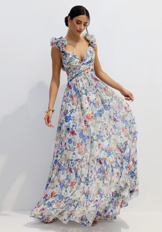 Marissa Cut Out Ruffle Maxi Dress