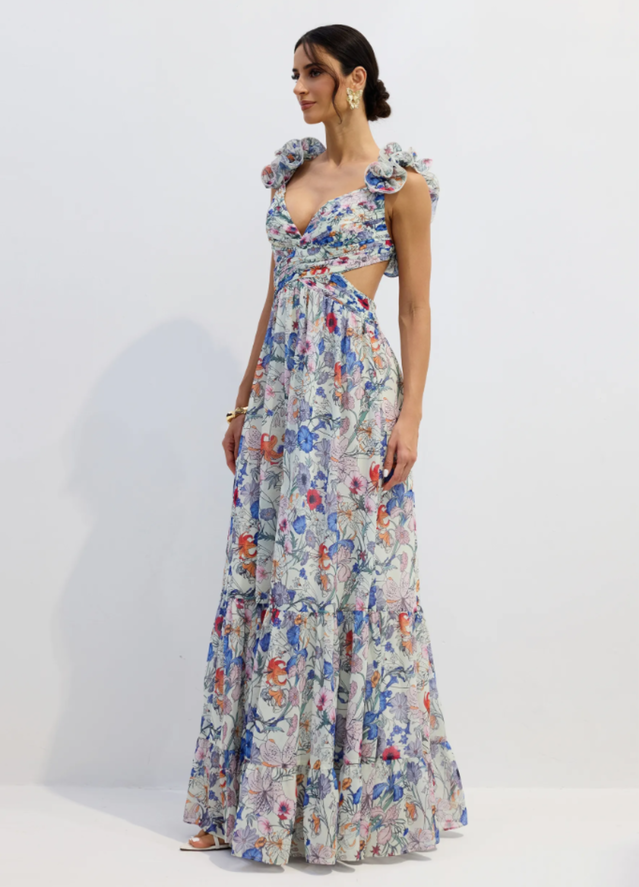 Marissa Cut Out Ruffle Maxi Dress