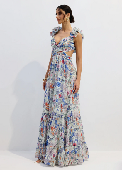Marissa Cut Out Ruffle Maxi Dress