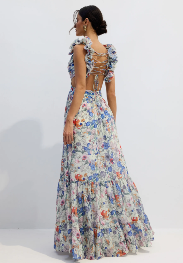 Marissa Cut Out Ruffle Maxi Dress