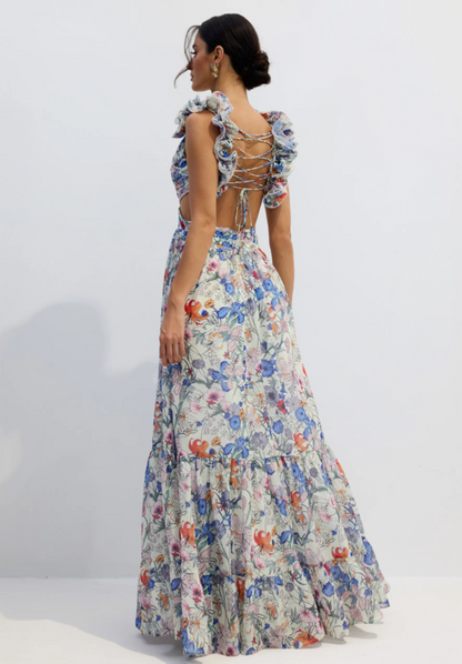 Marissa Cut Out Ruffle Maxi Dress