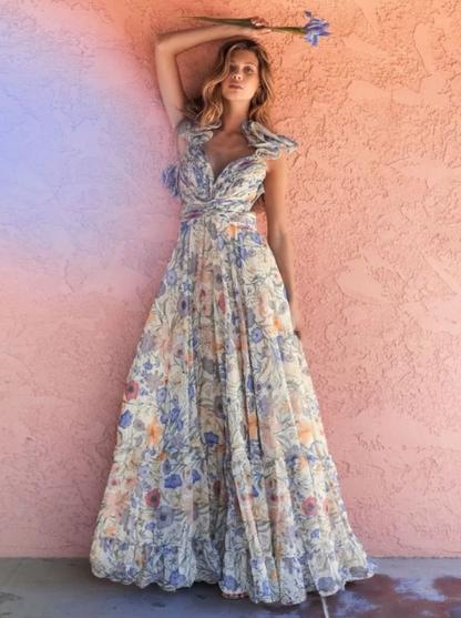 Marissa Cut Out Ruffle Maxi Dress