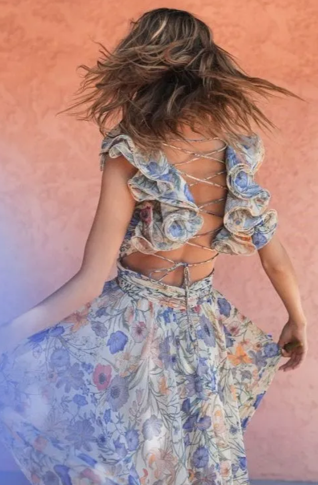 Marissa Cut Out Ruffle Maxi Dress