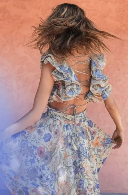 Marissa Cut Out Ruffle Maxi Dress