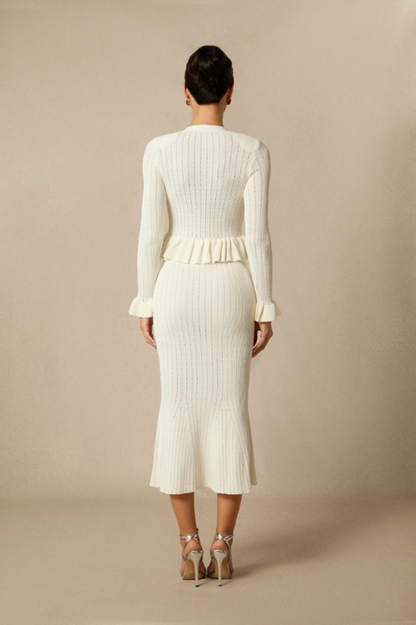 Alice Ruffle Ribbed Knit Midi Dress