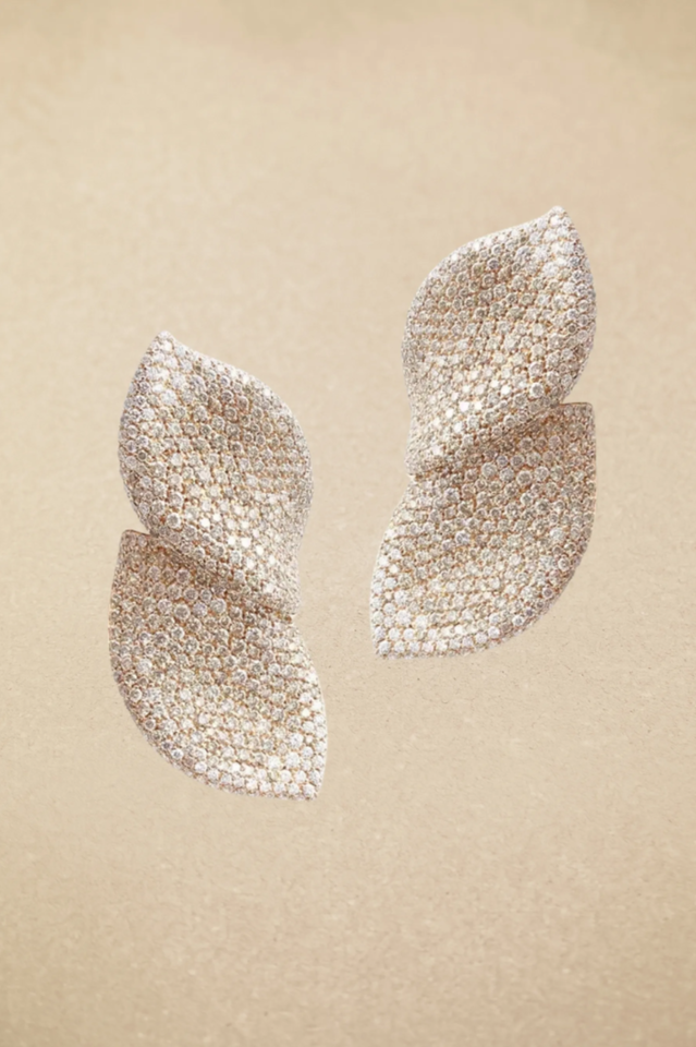 Diamond Leaf Shape Earrings & Ring Set