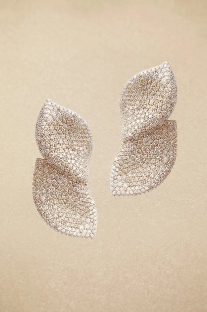 Diamond Leaf Shape Earrings & Ring Set