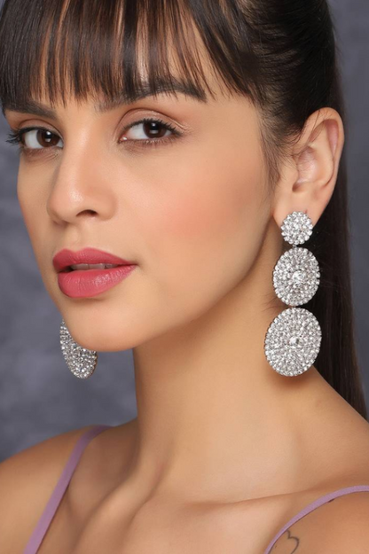 Mina Round Long Drop Earrings