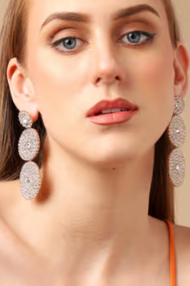 Mina Round Long Drop Earrings