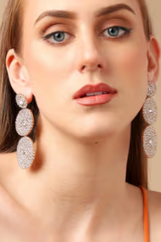 Mina Round Long Drop Earrings