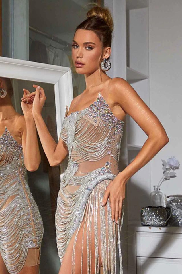 Verona Embellished Diamond Chain Dress