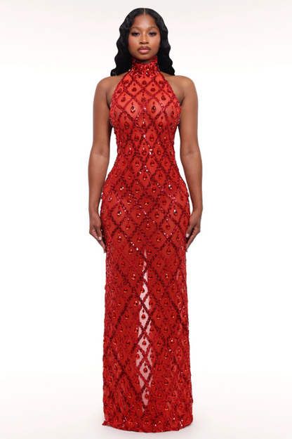 Liora Sequin Crystal Maxi Dress