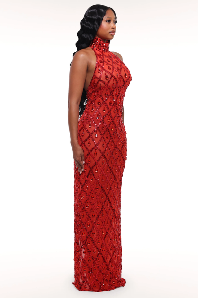 Liora Sequin Crystal Maxi Dress