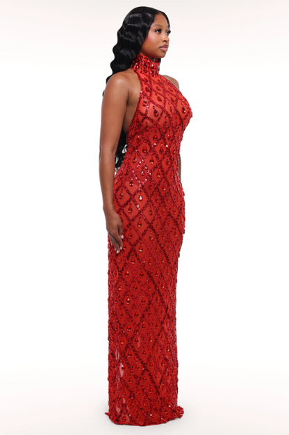 Liora Sequin Crystal Maxi Dress