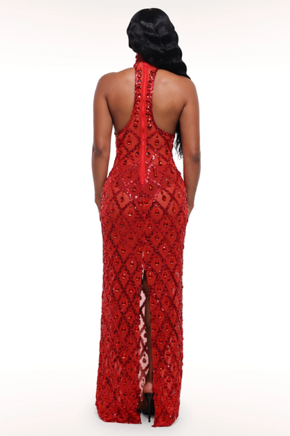 Liora Sequin Crystal Maxi Dress