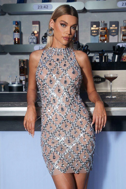 Liora Sequin Crystal Mini Dress