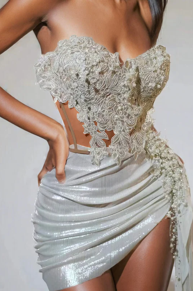 Jelia Strapless Ruched Skirt Set