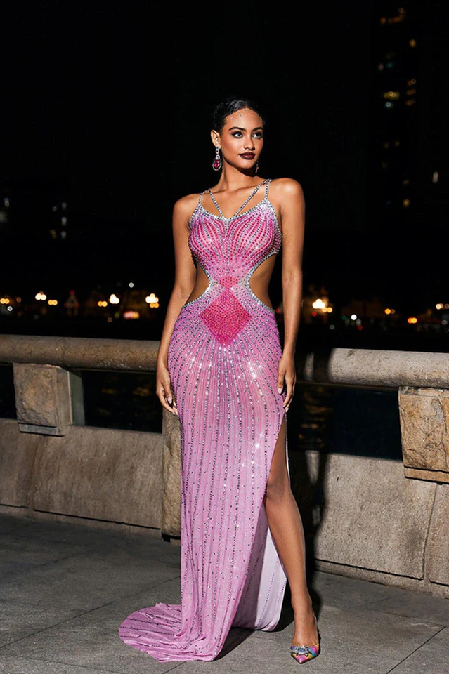 Deborah Crystal Cutout Maxi Dress