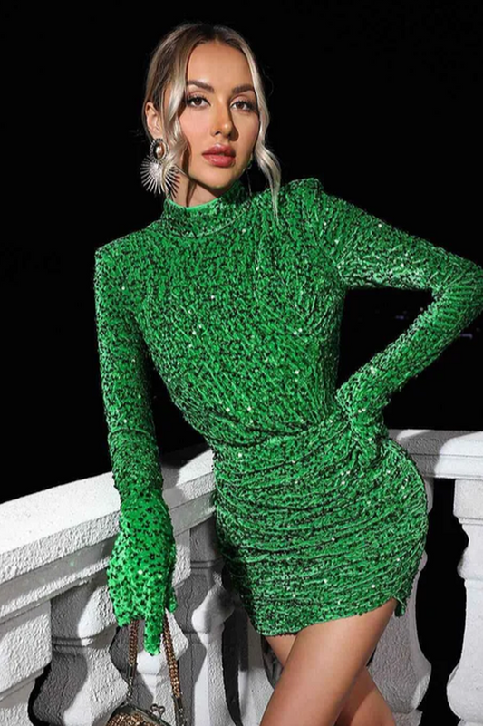 Gali Sequin Velvet Gloves Mini Dress