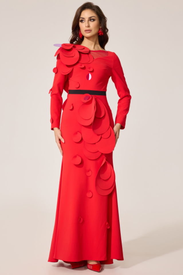Farein Applique Detail Gown