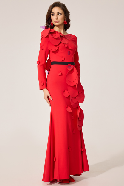 Farein Applique Detail Gown