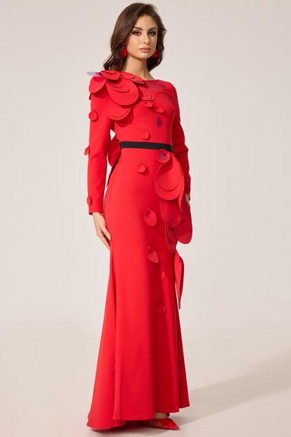 Farein Applique Detail Gown